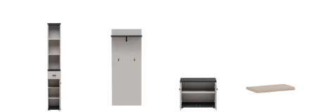 Cuier hol cu pantofar si raft etajera si perna inclusa, casmir cu negru , cu model riflaj, 90 cm lungime x 203 cm inaltime x 32 cm adancime, Bortis [1]