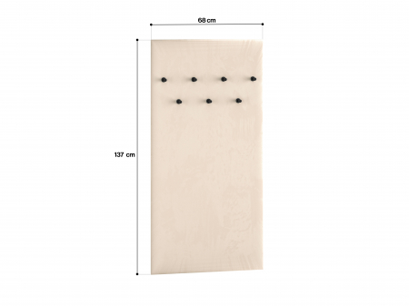 Cuier hol-pantofar/mobilier hol, casmir crem bej, 68 cm lungime, model riflaj , 7 agatatori, picioare negre, - Bortis Impex [1]