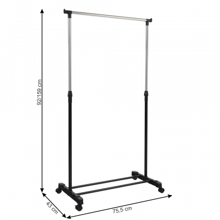 Cuier mobil, inox/plastic negru, DOLFO NEW [3]