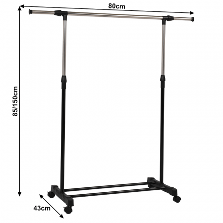 Cuier mobil, inox/plastic negru, HILAR [11]