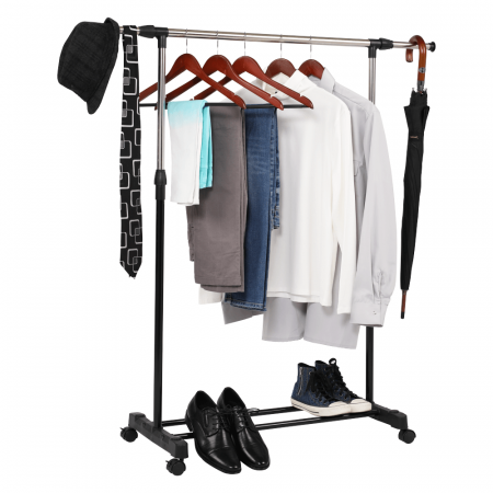 Mobilier Hol/Cuiere - Cuier mobil, inox/plastic negru, HILAR