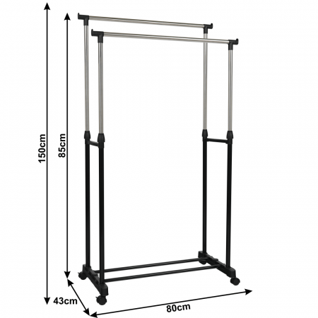 Cuier mobil, inox/plastic negru, OLIVER [1]