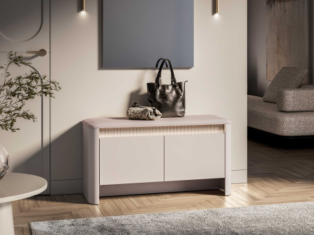 Cuier mobila hol cu pantofar bancuta casmir/tapitata bej,102 cm lungime x34 cm adancime x192 cm, panou tapitat/pal casmir si iluminare ambientala cu intrerupator,pal casmir/tapiterie bej, 10 agatator [4]