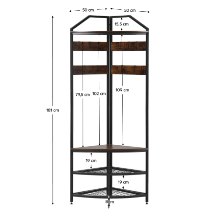 Cuier, stejar rustic/negru, ELVIRO [4]