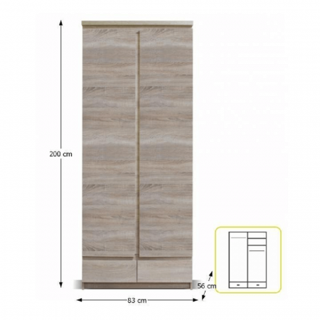 Dulap 2D2S, stejar sonoma, PANAMA Typ 01 [1]