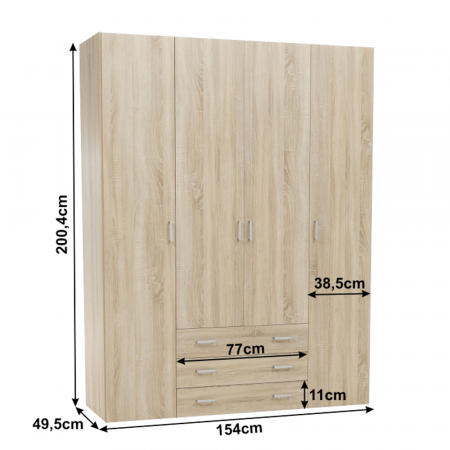 Dulap, 4 uşi, stejar sonoma, GWEN 70429 [12]