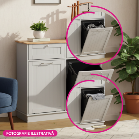 Dulap basculant cu coş de gunoi, gri/bambus, DELINS TYP 2 [1]