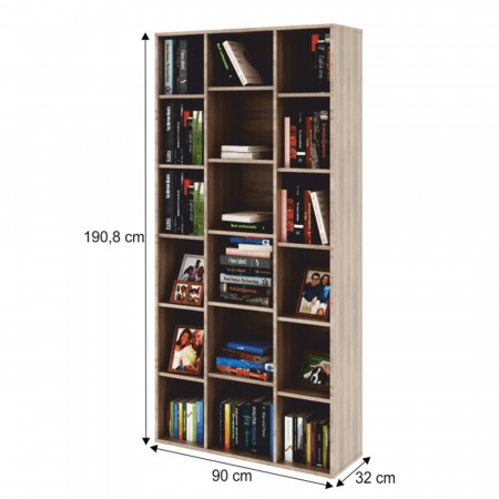 Dulap biblioraft înalt, PAL melaminat, stejar sonoma, DUNAJ  Tip13 [1]
