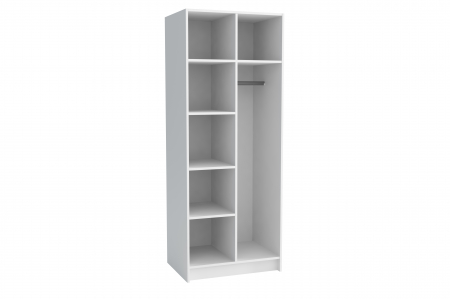 Dulap cu 2 usi, 6 rafturi si bara de umerase, alb, 192,5x75 cm lungime x54 cm adancime, pentru orice tip de incapere [1]