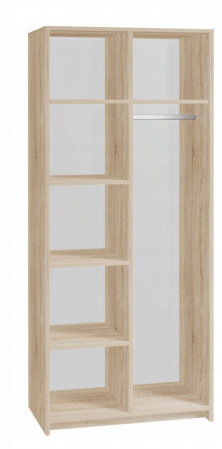 Dulap cu 2 usi, 6 rafturi si bara de umerase, stejar sonoma, 192,5x75 cm lungime x54 cm adancime, pentru orice tip de incapere [2]
