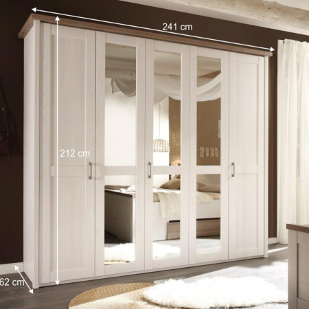 Dulap cu 5 uşi, PAL melaminat, pin alb/stejar sonoma trufă, LUMERĂ [2]