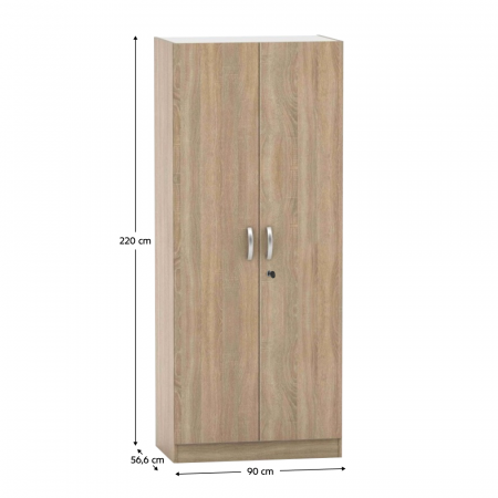 Dulap cu lacăt, stejar sonoma,90 cm lungime x56,6x220 cm inaltime, cu 2 usi [1]