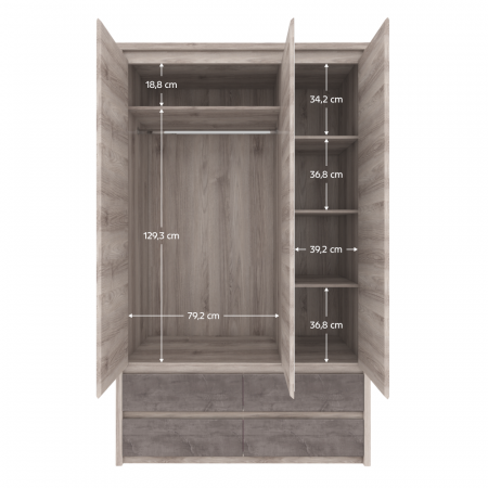Dulap cu oglindă 3D4S, castan Nairobi / onix, JESI NEW [3]