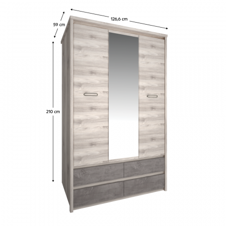 Dulap cu oglindă 3D4S, castan Nairobi / onix, JESI NEW [2]