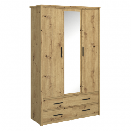Dulapuri haine si Sifoniere - Dulap cu oglindă 3D4S, stejar Artisan, AIRON