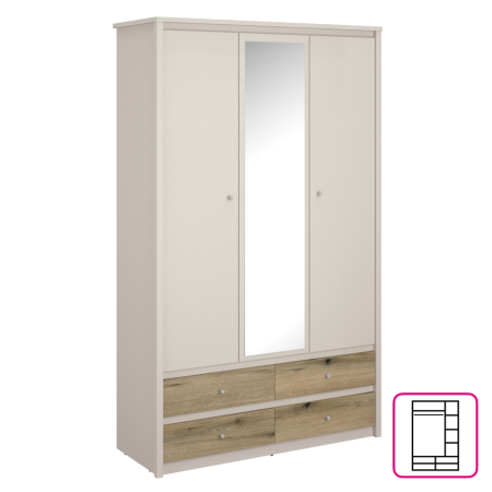 Toate Produsele - Dulap cu oglindă, caşmir/stejar evoke, KAROS 3D4S