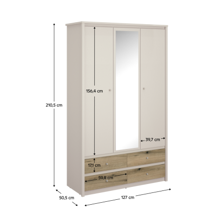 Dulap cu oglindă, caşmir/stejar evoke, KAROS 3D4S [2]