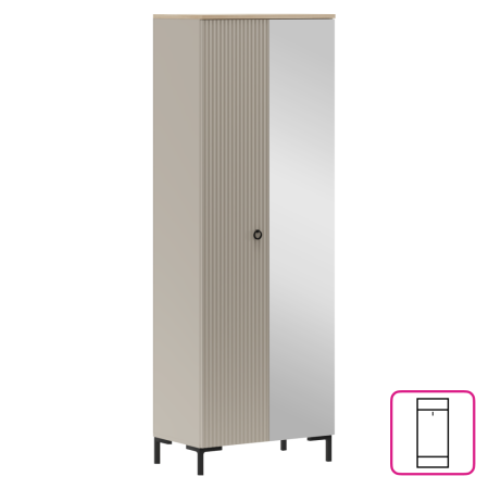 Toate Produsele - Dulap cu oglindă, gri-maroniu Taupe/stejar silverjack, DOMCA 2D