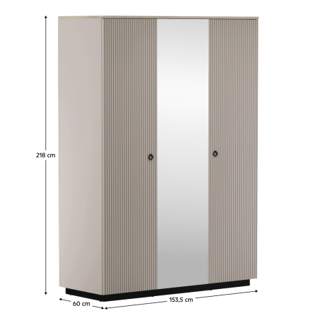 Dulap cu oglindă, gri-maroniu Taupe/stejar silverjack, DOMCA 3D [3]