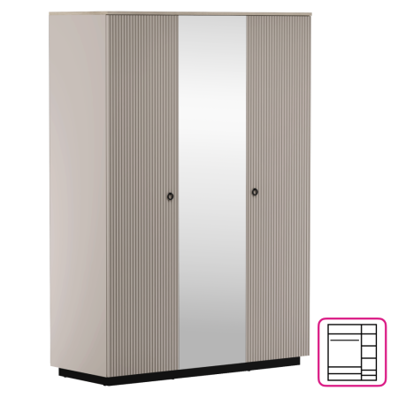 Toate Produsele - Dulap cu oglindă, gri-maroniu Taupe/stejar silverjack, DOMCA 3D