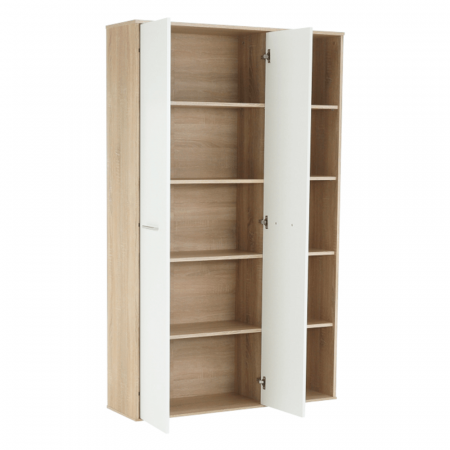 Dulap cu rafturi , stejar sonoma/alb , biblioraft, 111 cm lungime - Bortis Impex [7]
