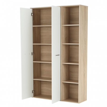Dulap cu rafturi , stejar sonoma/alb , biblioraft, 111 cm lungime - Bortis Impex [4]