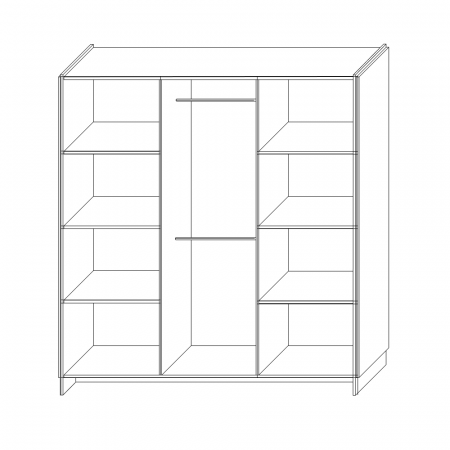 Dulap, cu trei uşi, stejar wotan/negru, AMONI 3D [5]