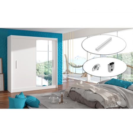 Dulap cu uşi glisante, alb, 180x215, LOW [4]