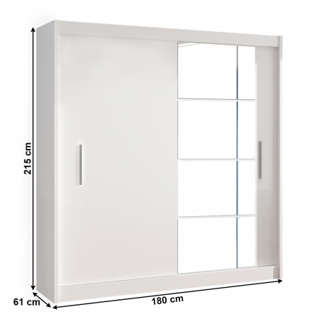 Dulap cu uşi glisante, alb, 180x215, LOW [5]