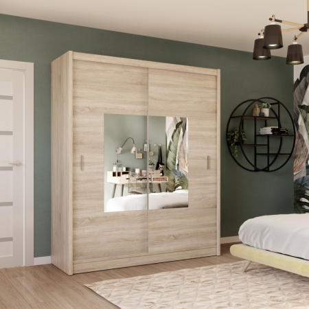 Dulap cu uşi glisante, stejar sonoma, 203x215, MADRYT [3]