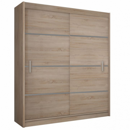Dormitor - Dulap cu uşi glisante, stejar sonoma/gri, MERINA 150