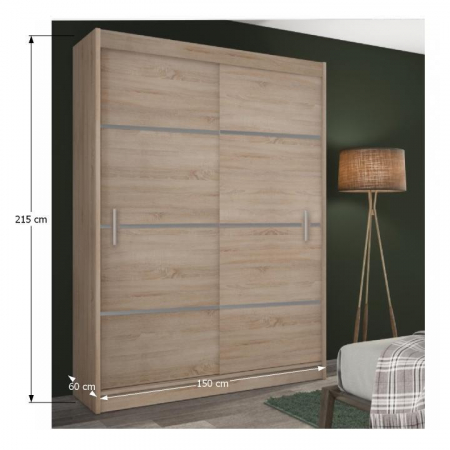 Dulap cu uşi glisante, stejar sonoma/gri, MERINA 150 [3]