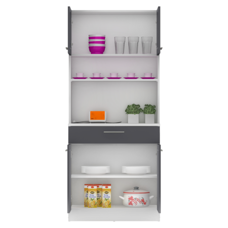 Dulap de bucătărie cu patru uşi, alb/grafit, DOMIS NEW [6]