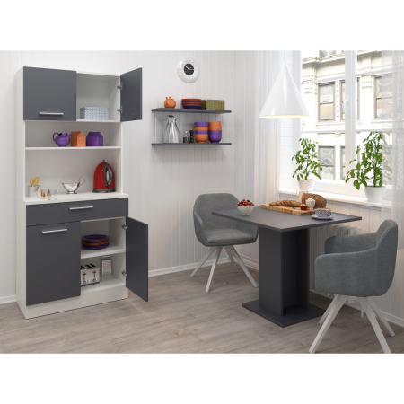 Dulap de bucătărie cu patru uşi, alb/grafit, DOMIS NEW [8]