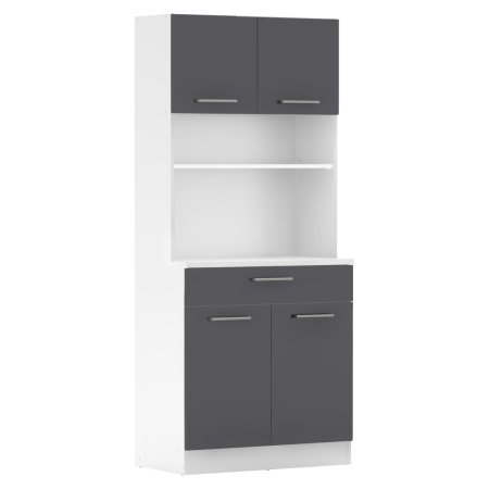 Bucatarie - Dulap de bucătărie cu patru uşi, alb/grafit, DOMIS NEW