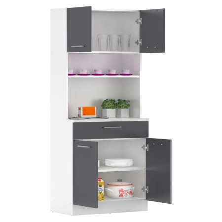 Dulap de bucătărie cu patru uşi, alb/grafit, DOMIS NEW [3]