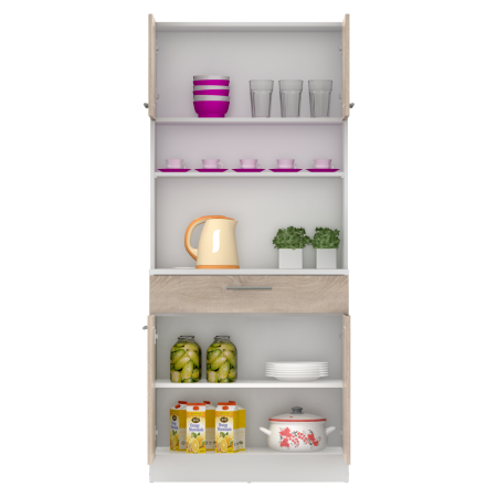 Dulap de bucătărie cu patru uşi, stejar alb/sonoma, DOMIS NEW [5]