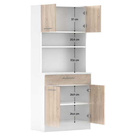 Dulap de bucătărie cu patru uşi, stejar alb/sonoma, DOMIS NEW [8]