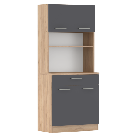 Bucatarie - Dulap de bucătărie cu patru uşi, stejar artisan/grafit, DOMIS NEW