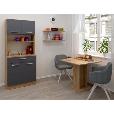 Dulap de bucătărie cu patru uşi, stejar artisan/grafit, DOMIS NEW [7]