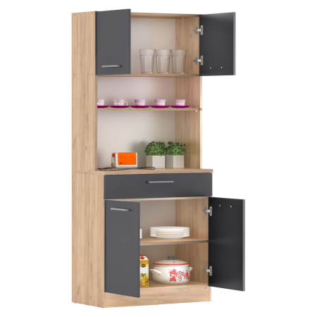 Dulap de bucătărie cu patru uşi, stejar artisan/grafit, DOMIS NEW [3]