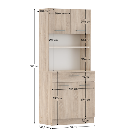Dulap de bucătărie cu patru uşi, stejar sonoma, DOMIS NEW [9]