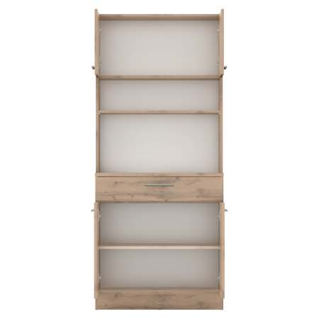 Dulap/bufet de bucatarie, culoare stejar wotan, din PAL, cu patru usi, un sertar, rafturi, design elegant si practic, bucatarie, living, 80x43, 3x185 cm [5]