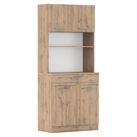 Mobilier/seturi de bucatarie - Dulap/bufet de bucatarie, culoare stejar wotan, din PAL, cu patru usi, un sertar, rafturi, design elegant si practic, bucatarie, living, 80x43, 3x185 cm