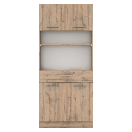 Dulap/bufet de bucatarie, culoare stejar wotan, din PAL, cu patru usi, un sertar, rafturi, design elegant si practic, bucatarie, living, 80x43, 3x185 cm [4]