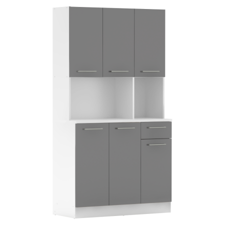 Bucatarie - Dulap de bucătărie cu şase uşi, alb/grafit, PELION NEW
