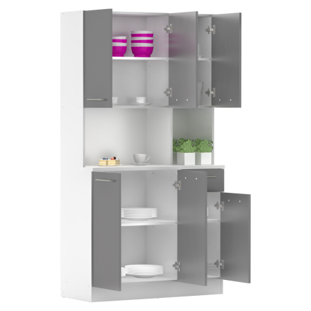 Dulap de bucătărie cu şase uşi, alb/grafit, PELION NEW [2]