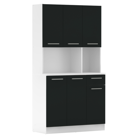 Bucatarie - Dulap de bucătărie cu şase uşi, alb/negru, PELION NEW