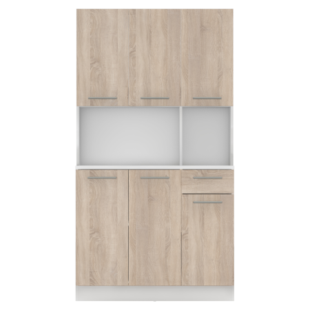 Dulap de bucătărie cu şase uşi, alb/stejar sonoma, PELION NEW [3]