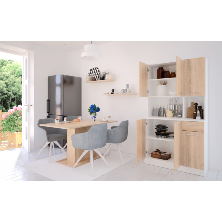 Dulap de bucătărie cu şase uşi, alb/stejar sonoma, PELION NEW [7]